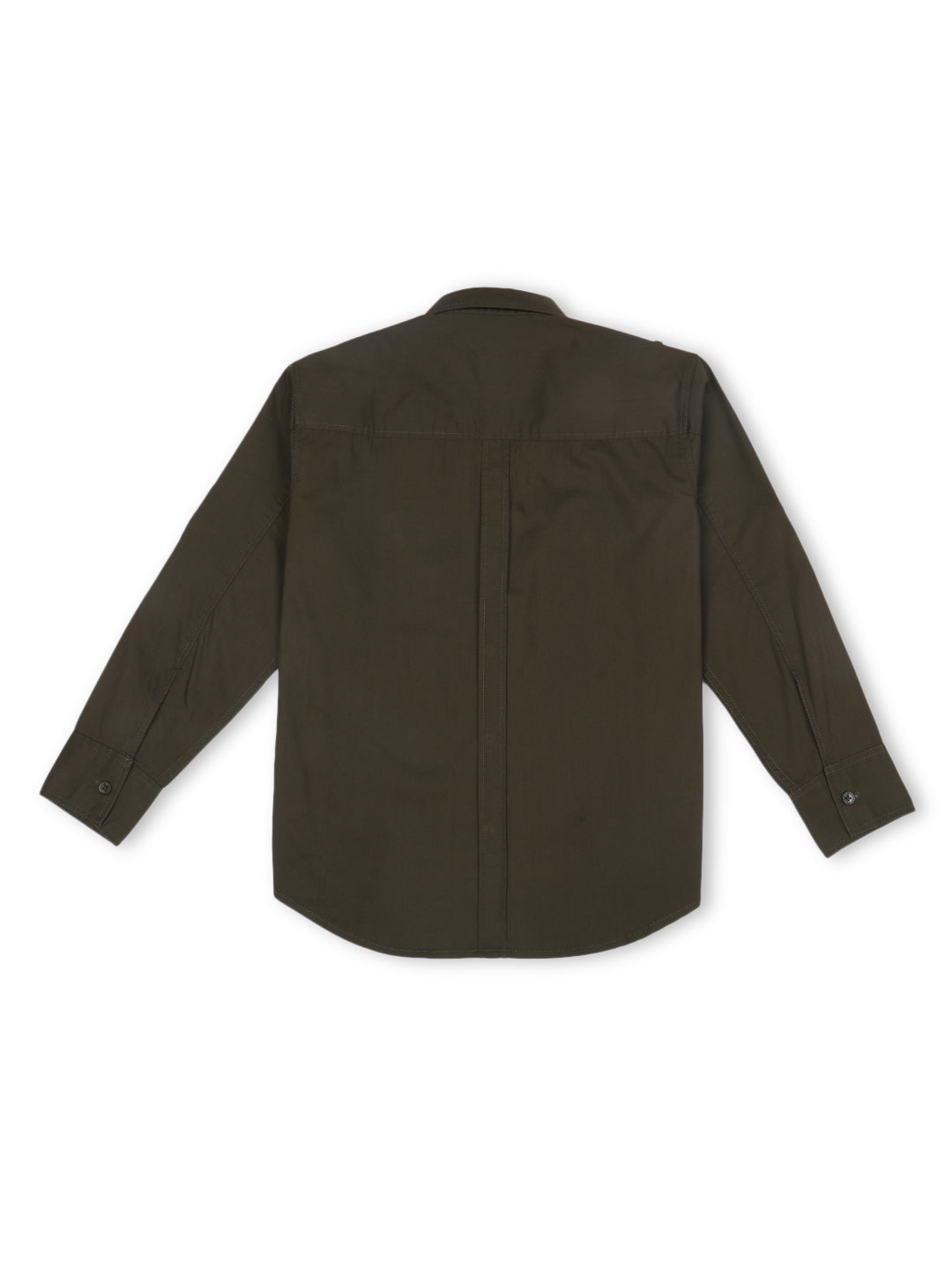 Boys Olive Solid Cotton Shirt