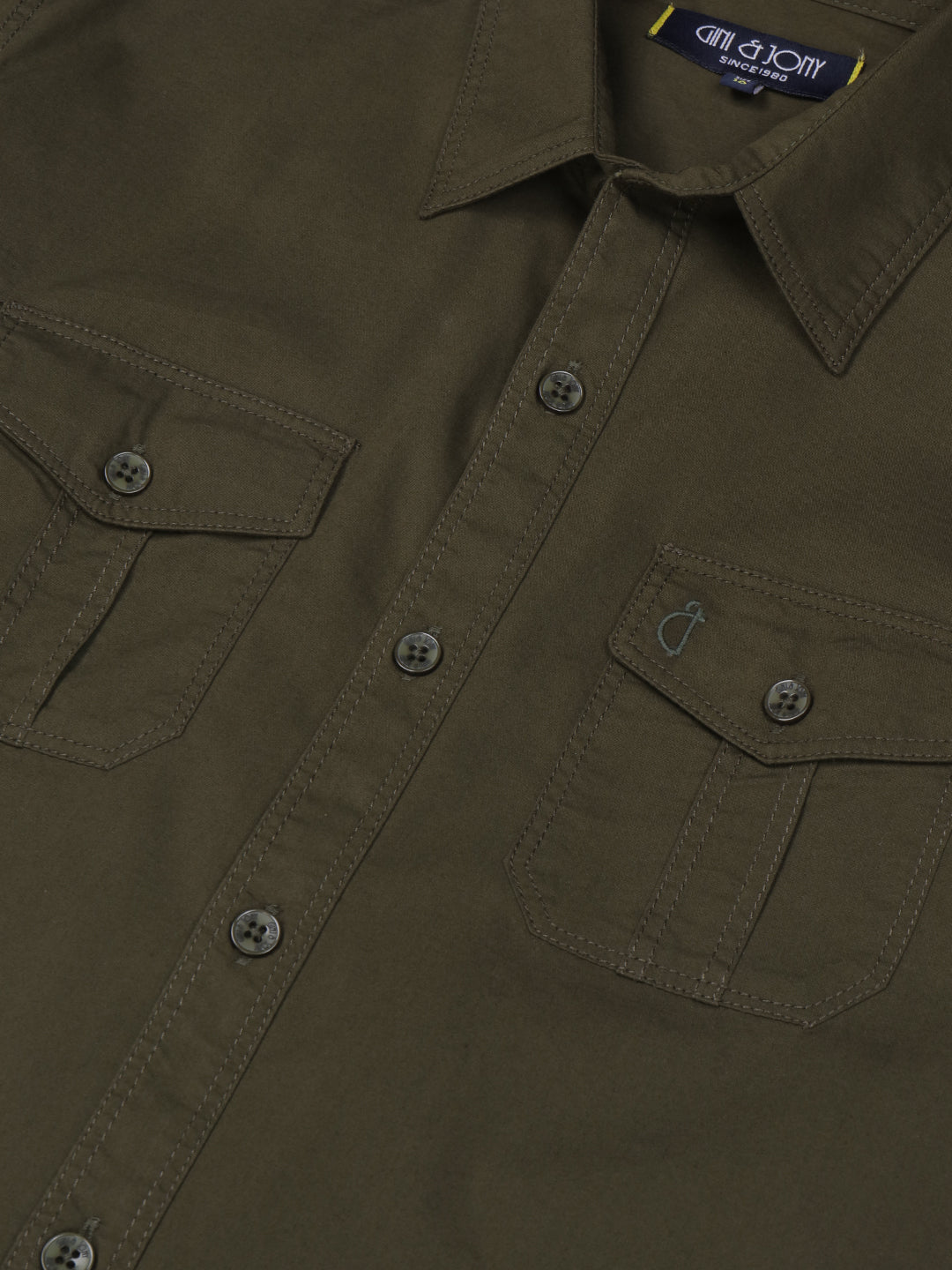 Boys Olive Solid Cotton Shirt