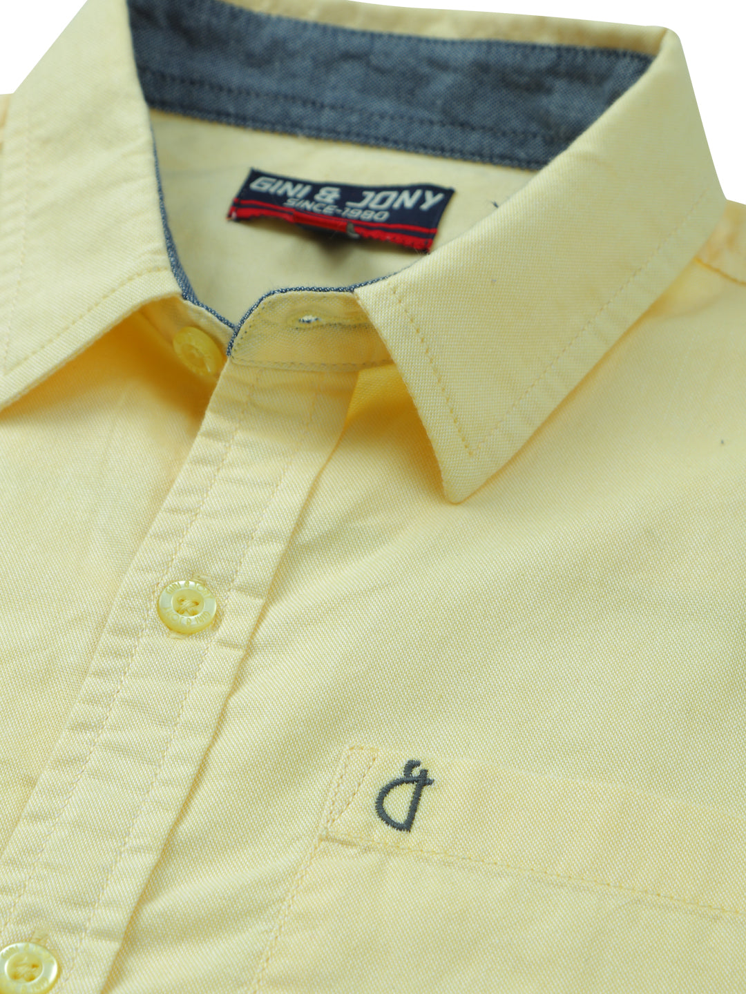 Boys Yellow Cotton Solid Shirt