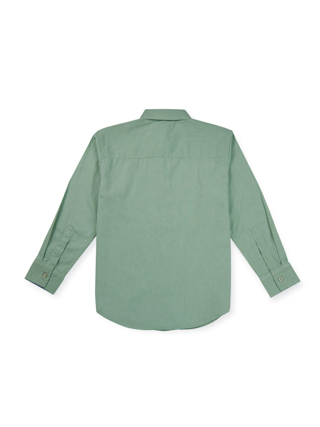 Boys Green Cotton Solid Shirt