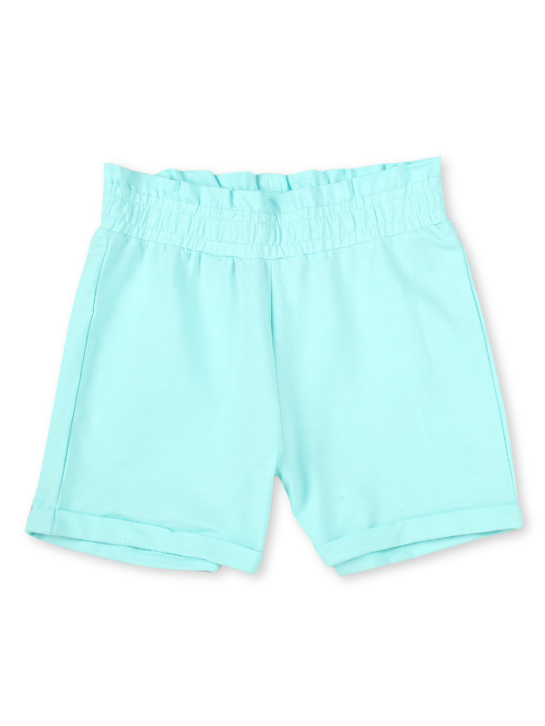 Girls Turquoise Cotton Solid Cordinate
