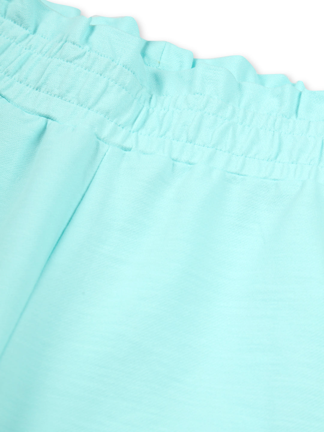 Girls Turquoise Cotton Solid Cordinate