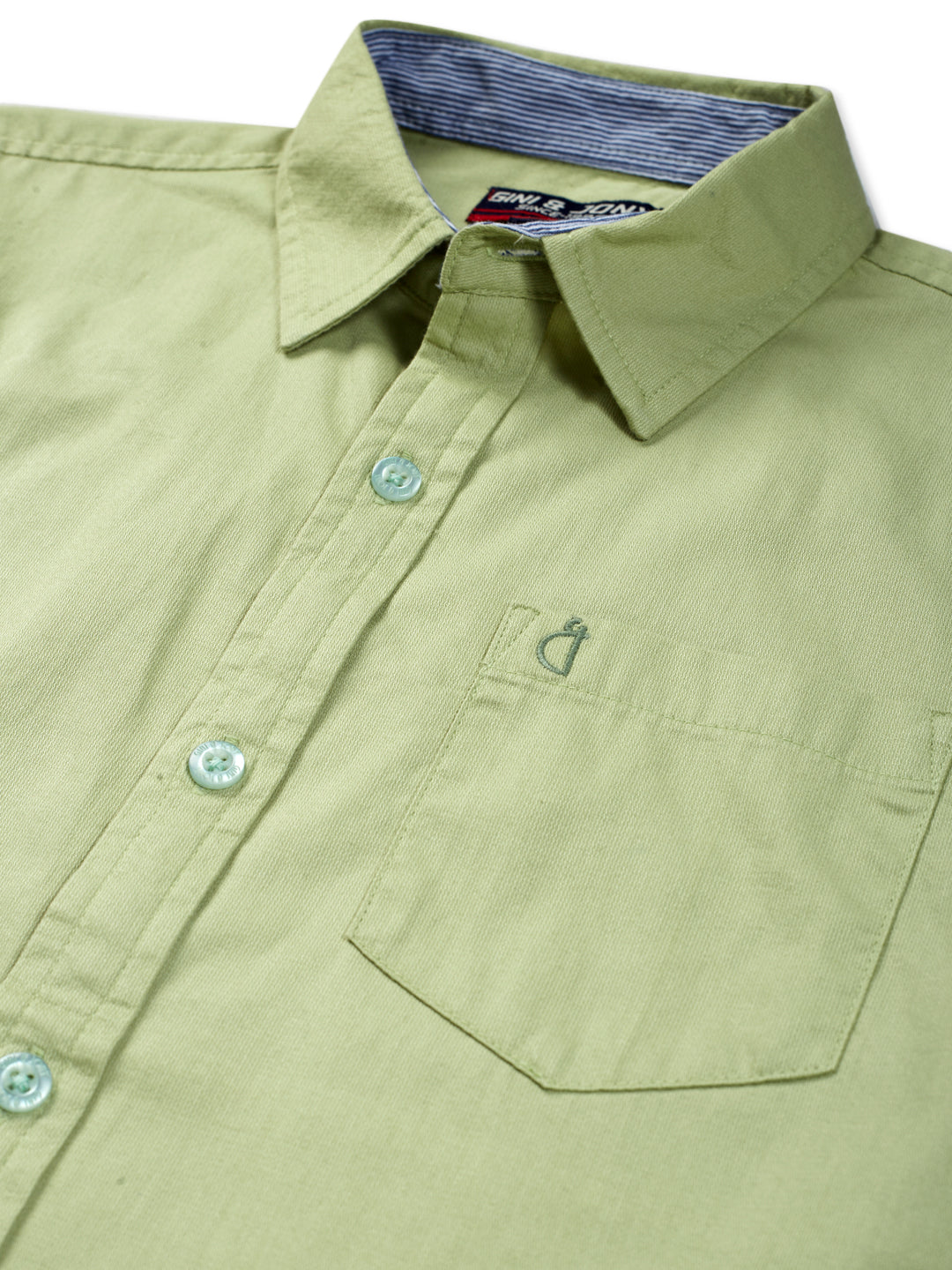 Boys Green Cotton Solid Shirt