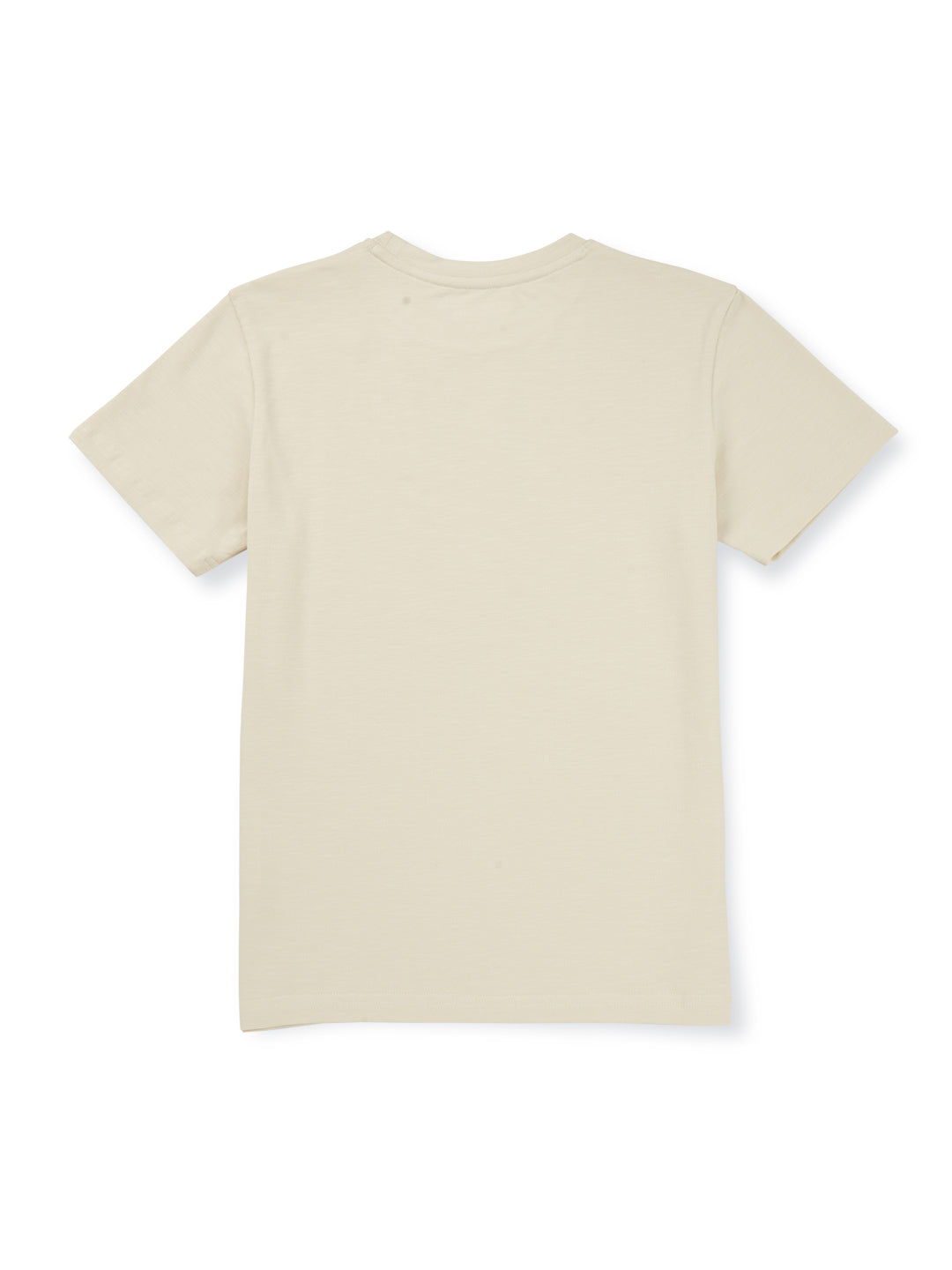 Boys Beige Cotton Solid T-Shirt