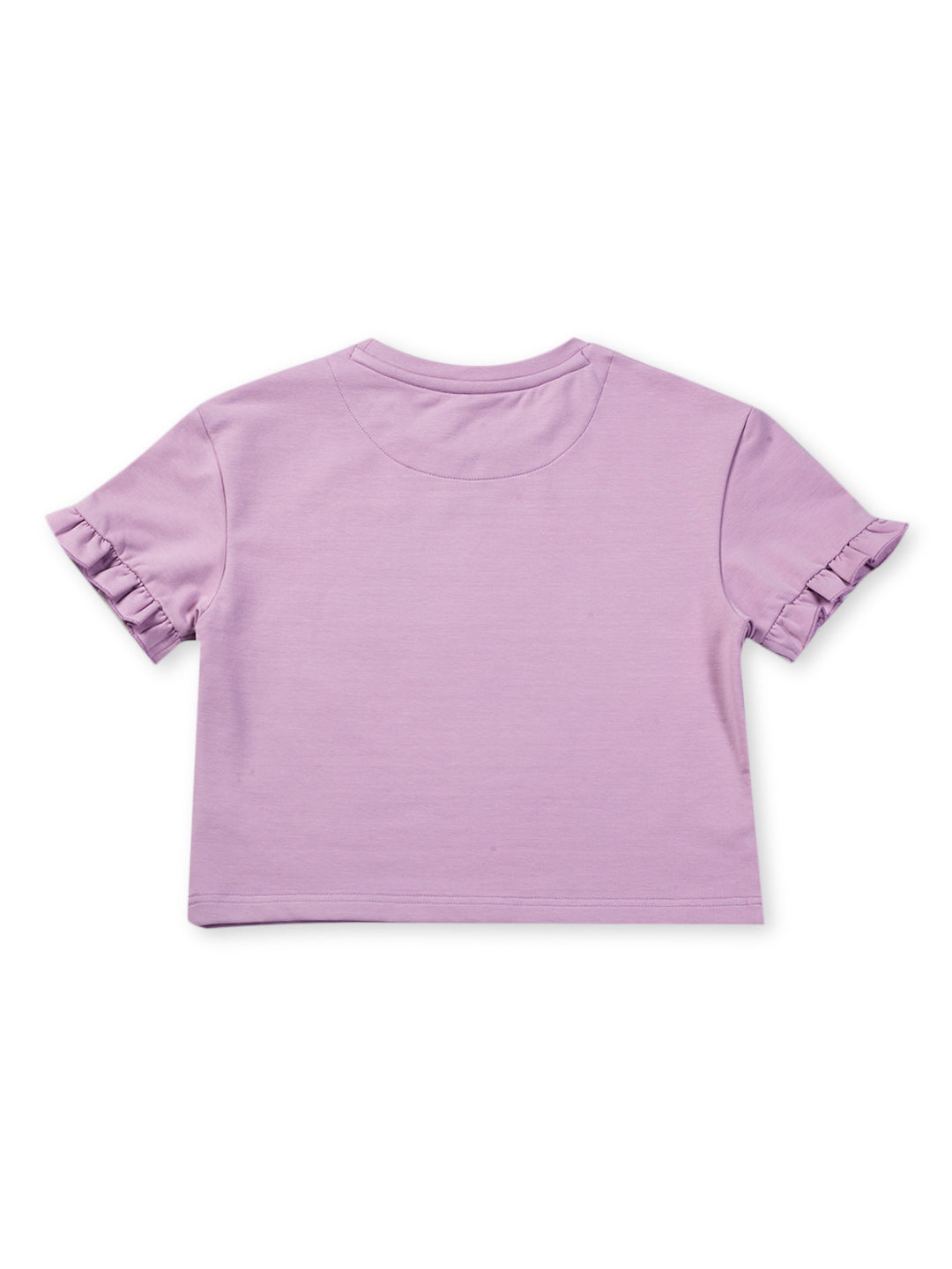 Girls Purple Cotton Solid Cordinate