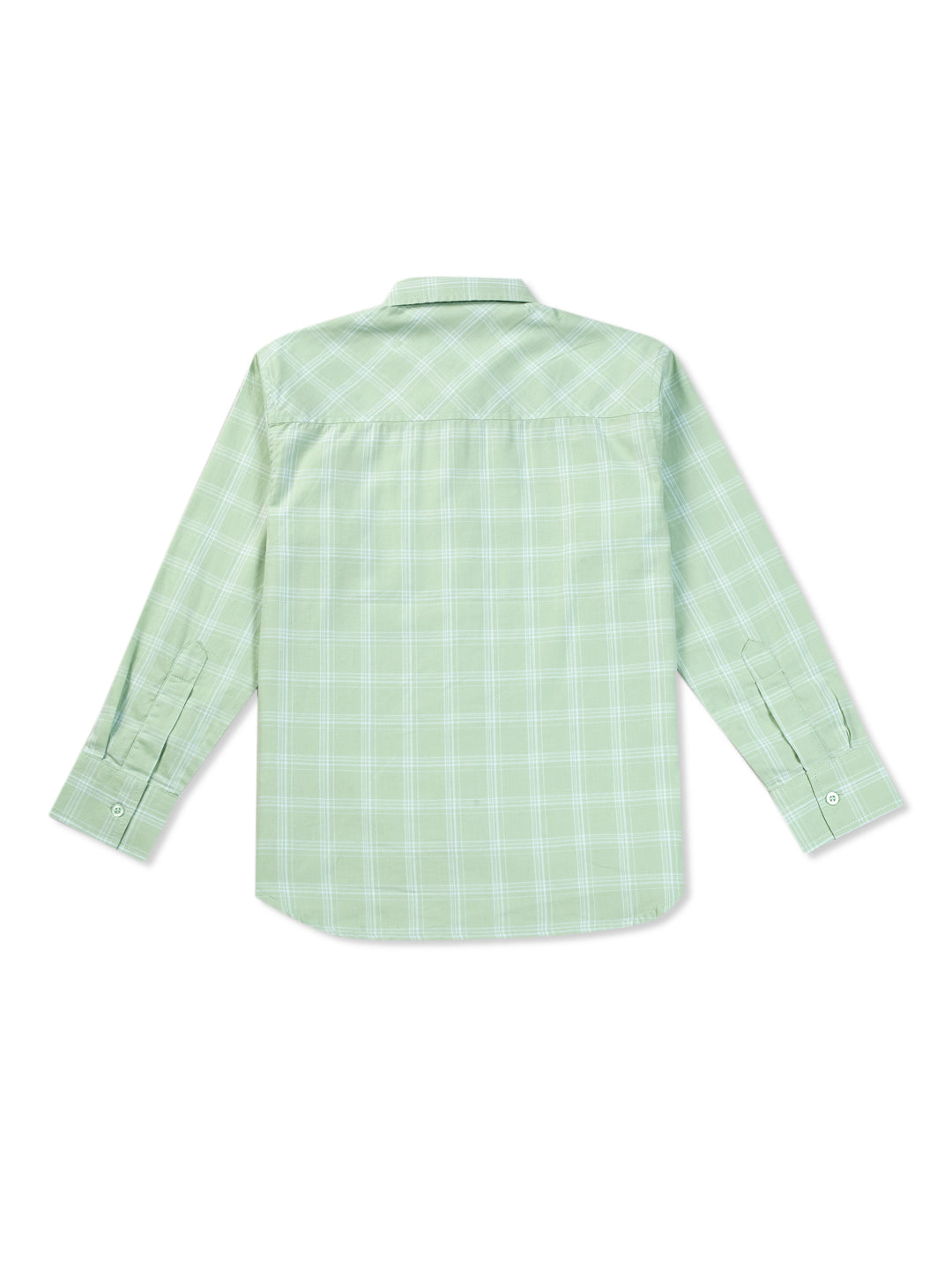 Boys Green Cotton Checks Shirt