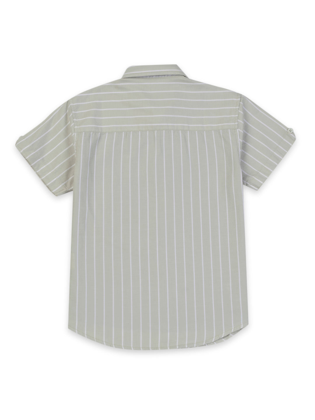 Boys Grey Striped Cotton Shirt