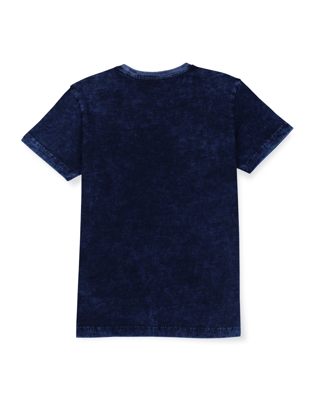 Boys Blue Cotton Solid T-Shirt