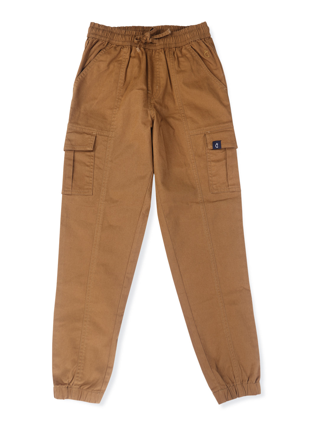 Boys Brown Cotton Solid Trouser