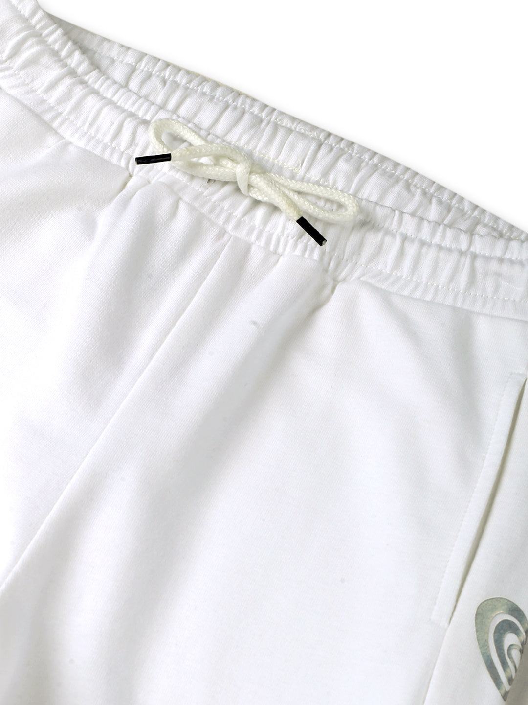 Girls White Cotton Solid Track Pant