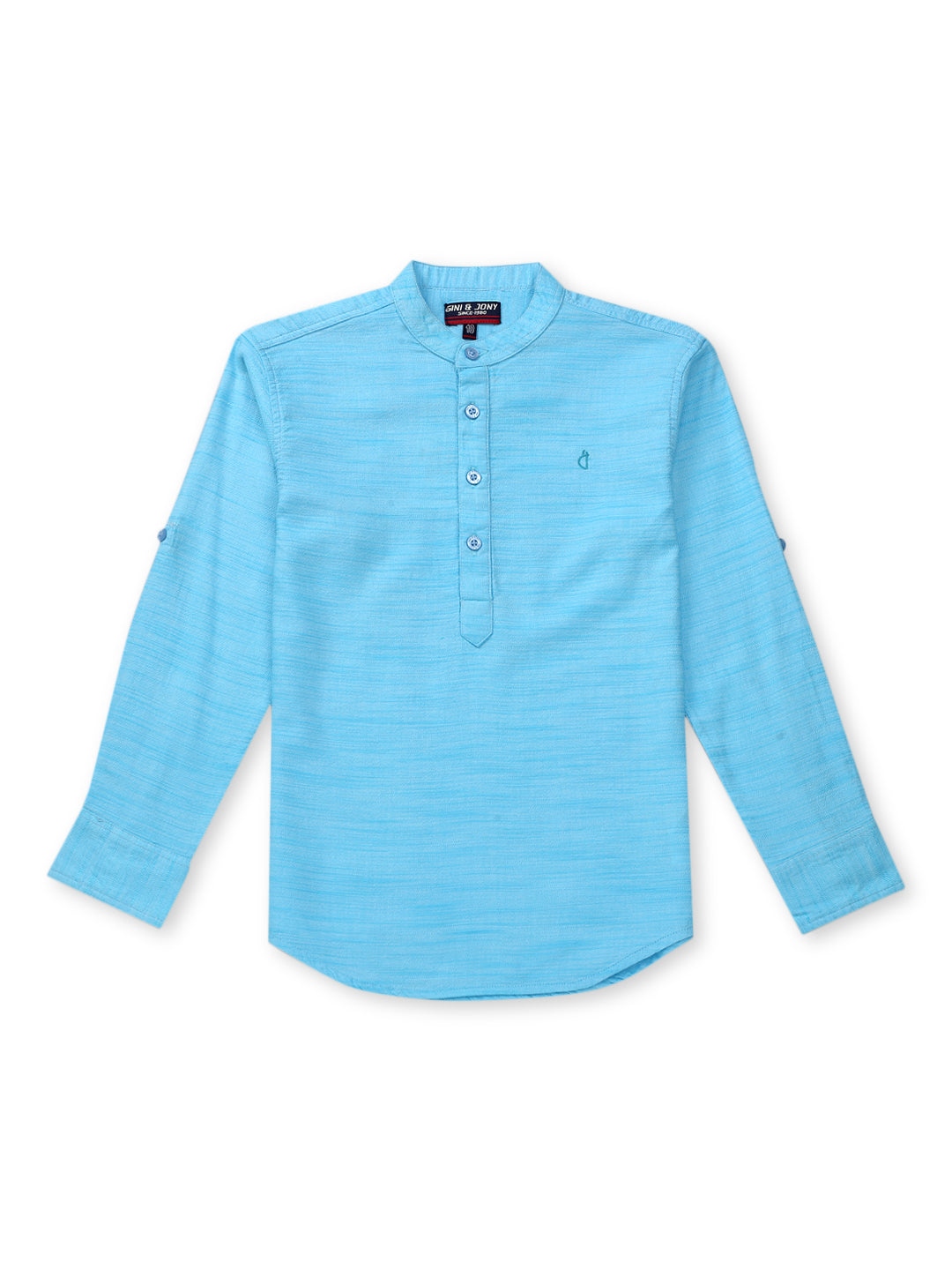 Boys Blue Cotton Solid Shirt