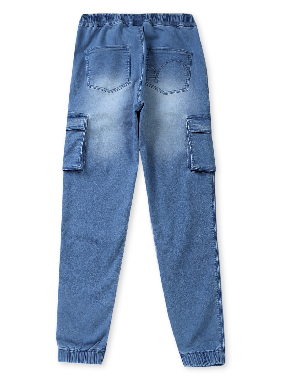 Girls Blue Cotton Denim Solid Jeans