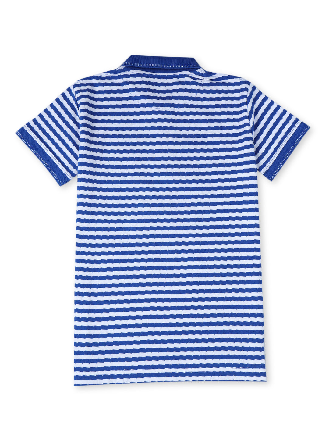 Boys Blue Cotton Printed Polo T-Shirt