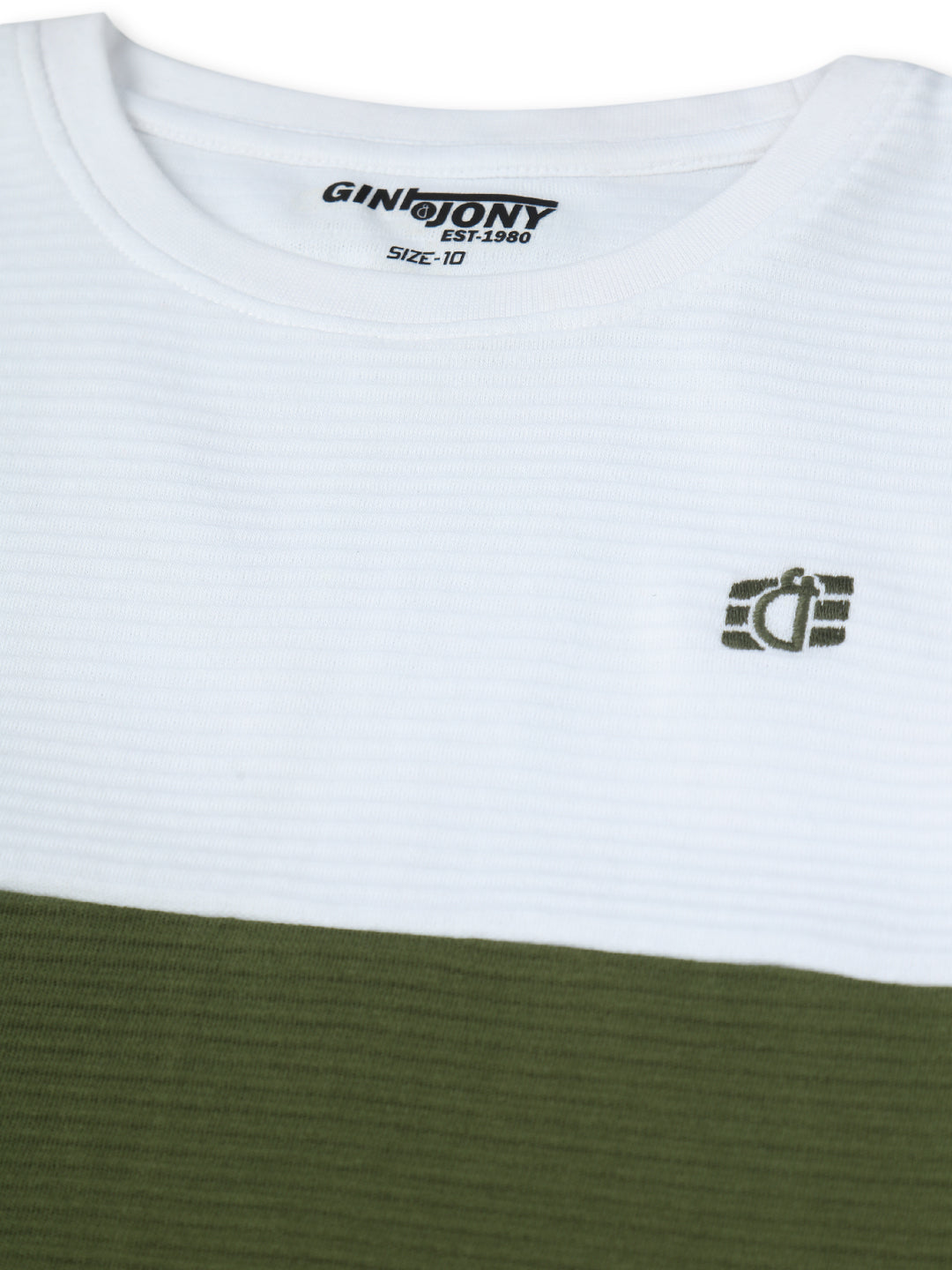 Boys Olive Cotton Solid T-Shirt