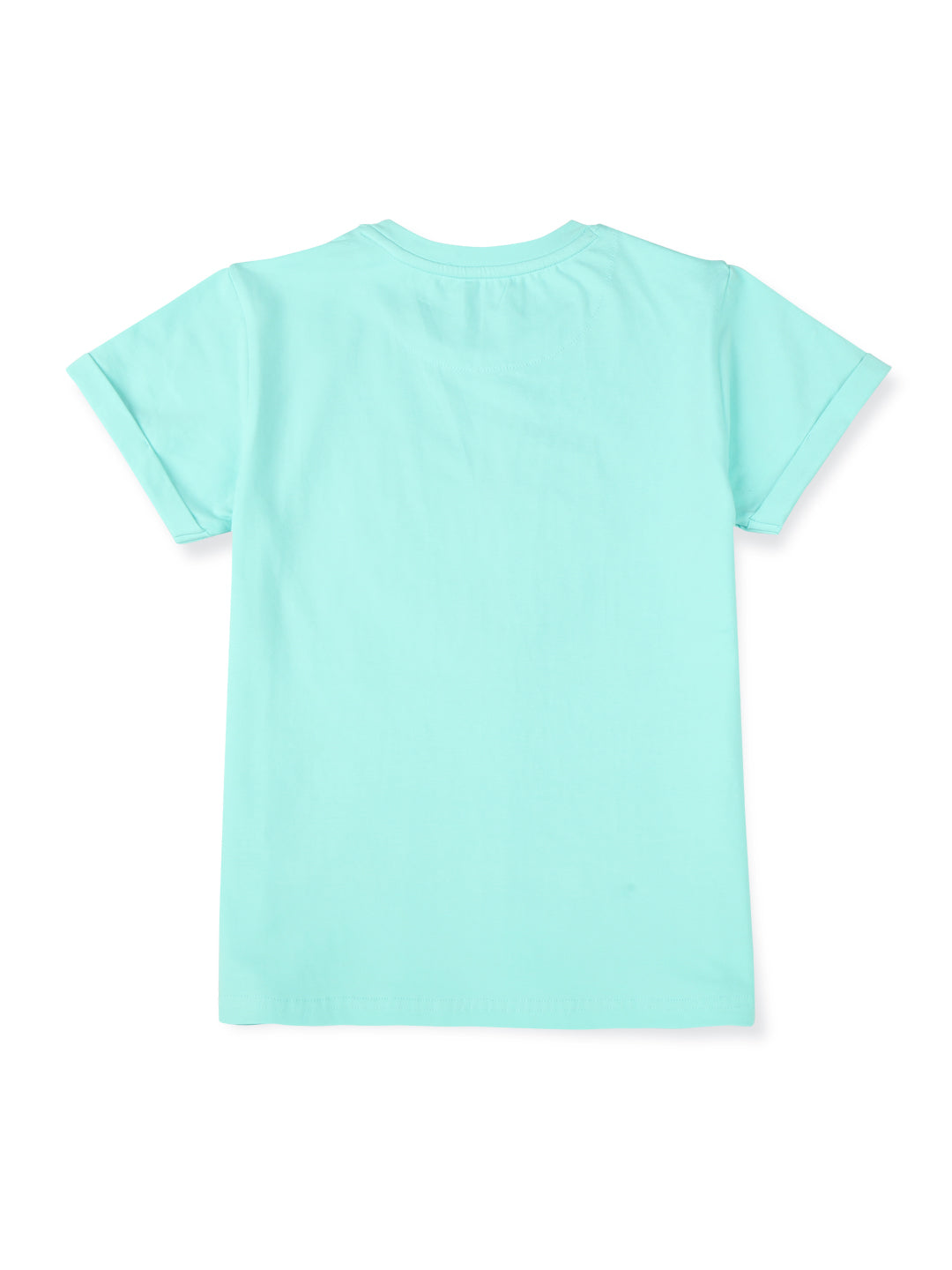 Girls Turquoise Cotton Solid Knits Top