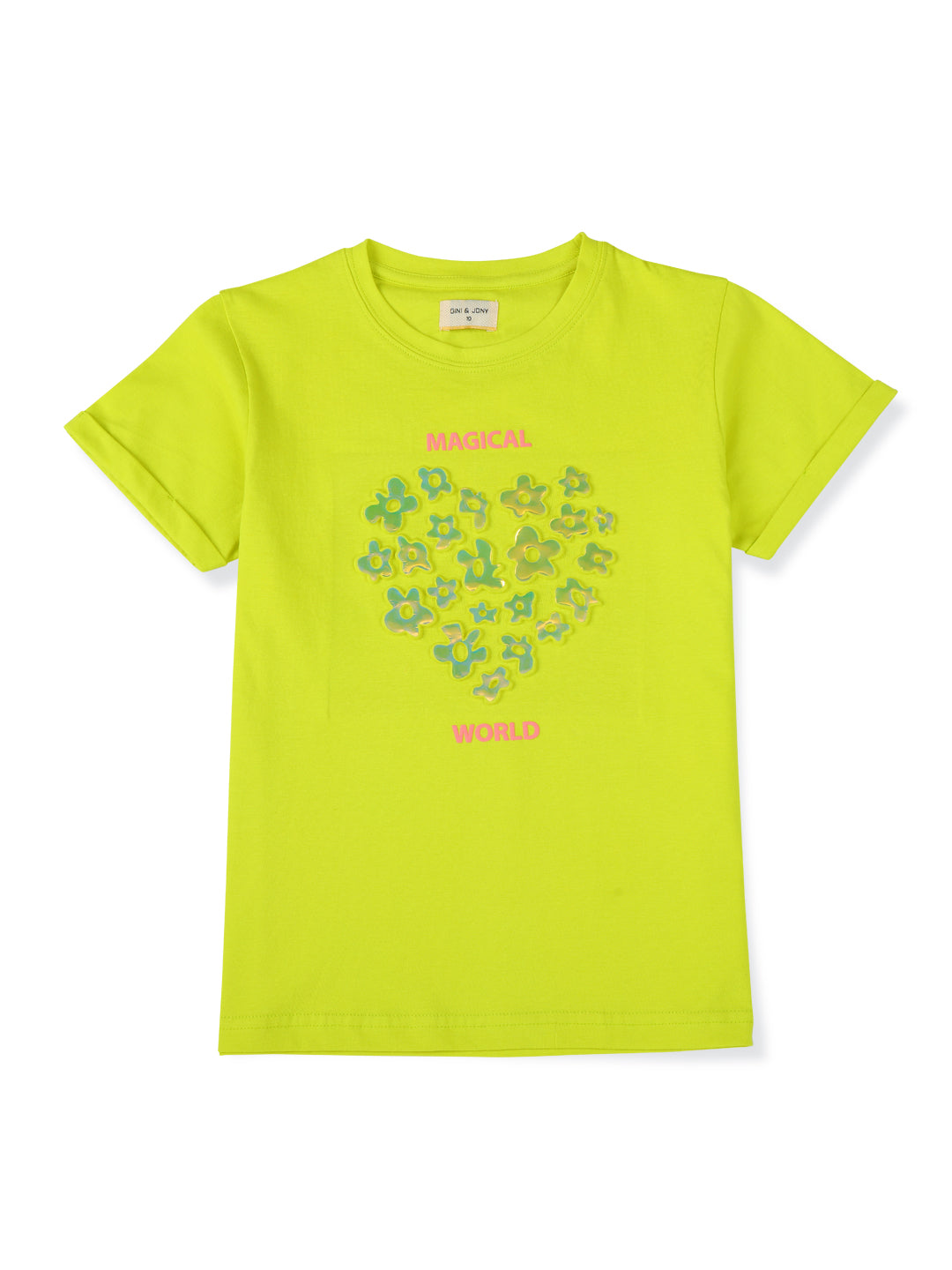 Girls Green Cotton Solid Knits Top