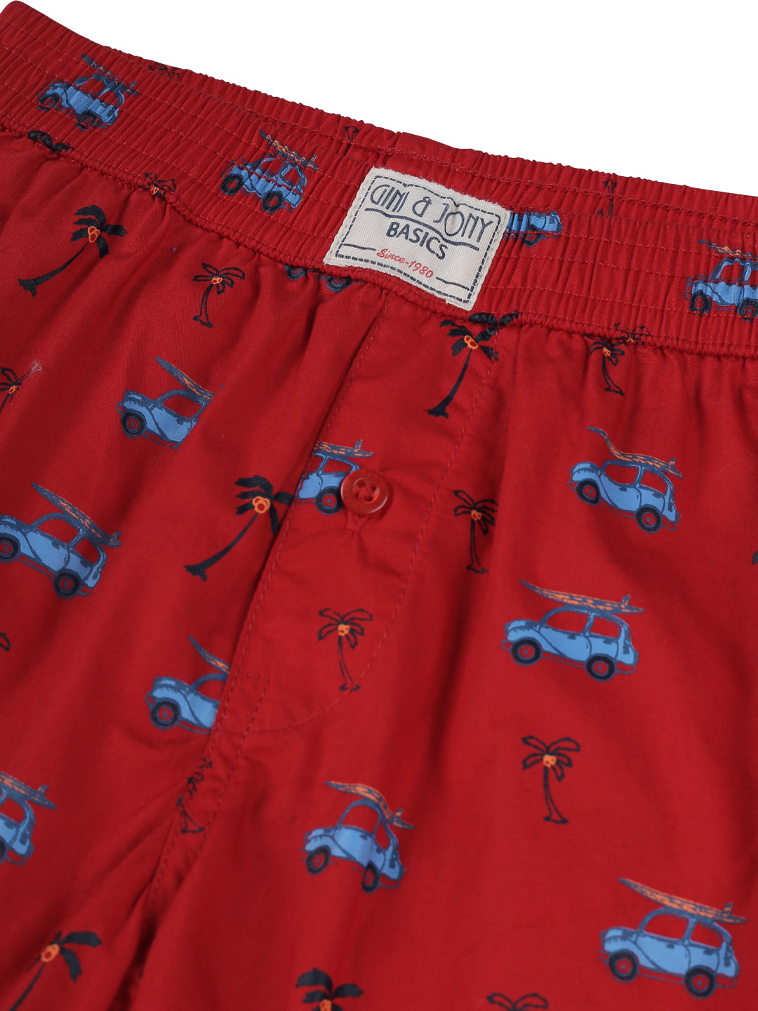 Boys Red Cotton Printed Boxer Shorts