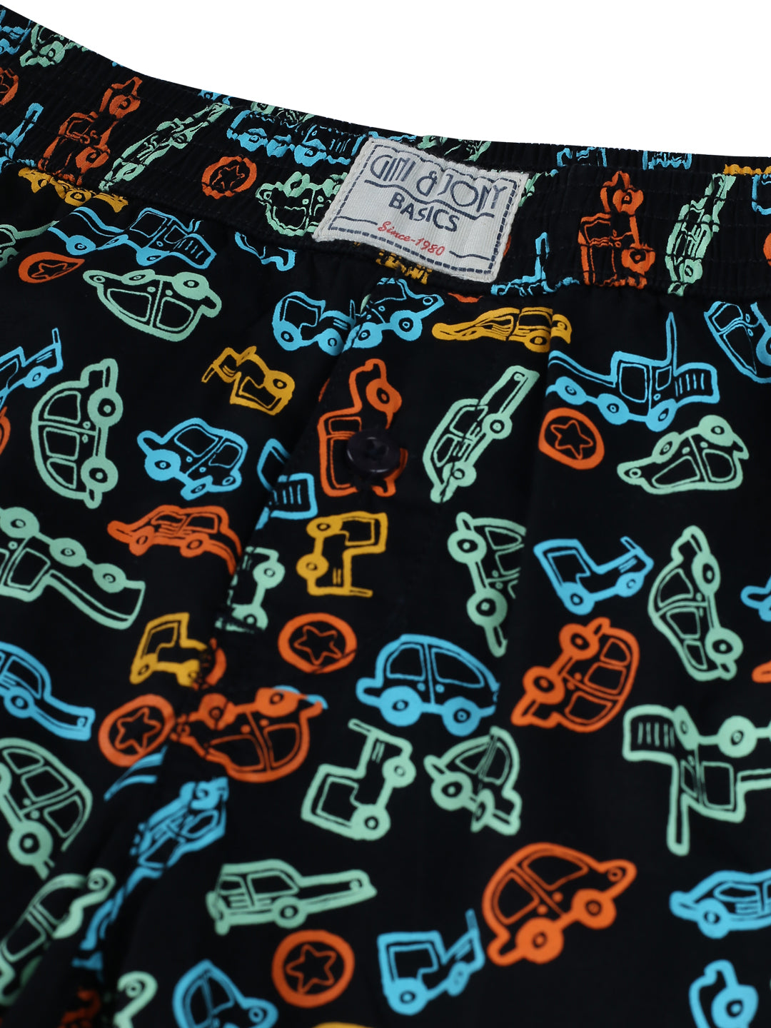 Boys Black Cotton Printed Boxer Shorts