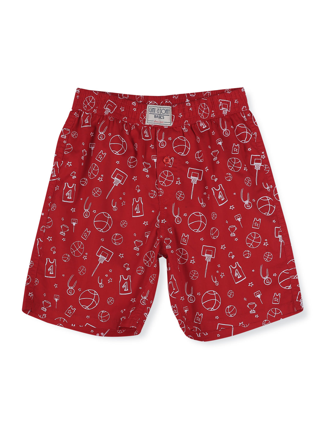 Boys Red Cotton Printed Boxer Shorts