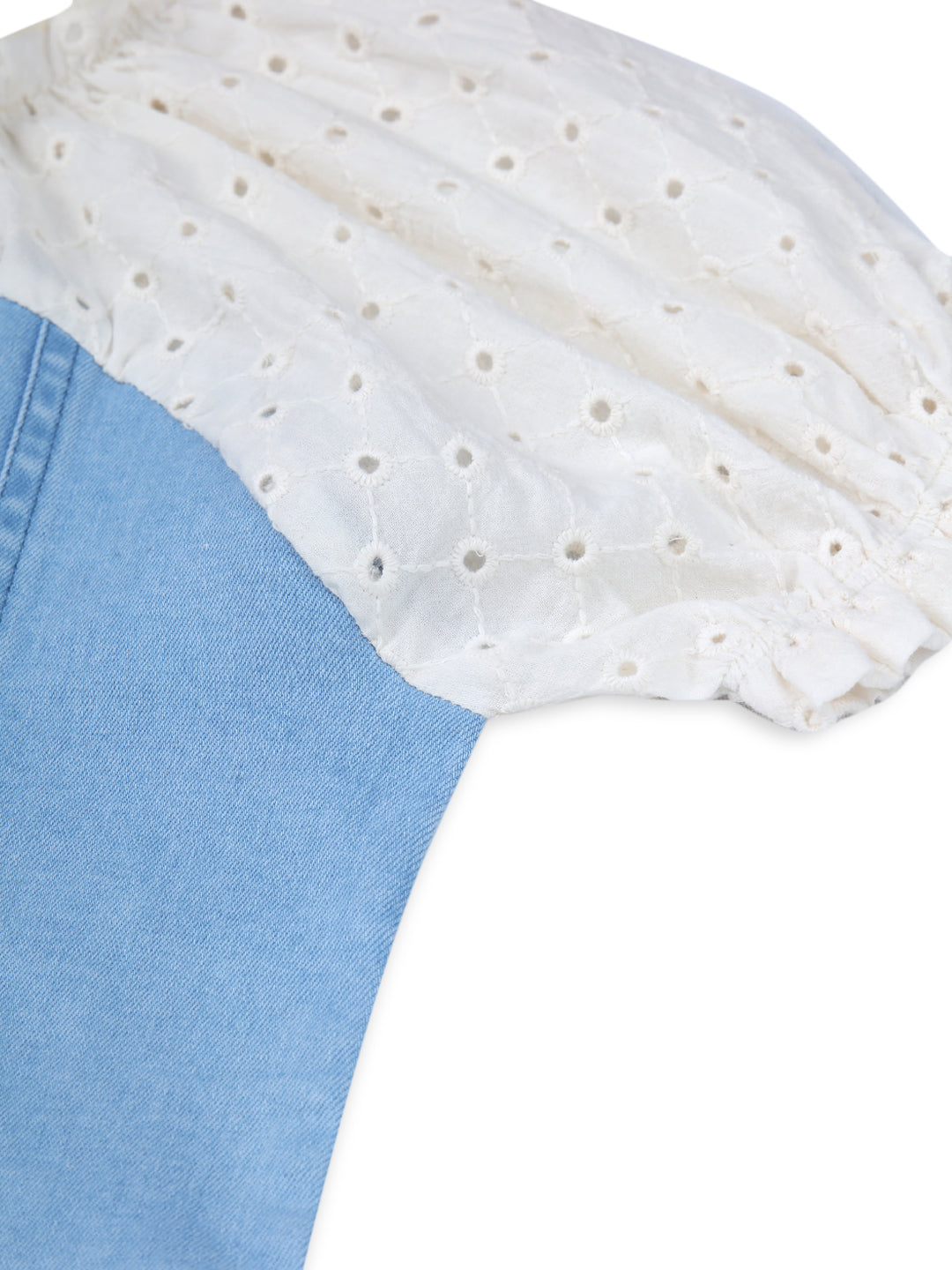 Girls Blue Cotton Denim Solid Dress