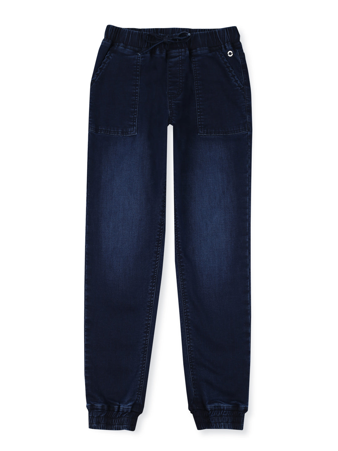 Girls Blue Cotton Denim Solid Jeans