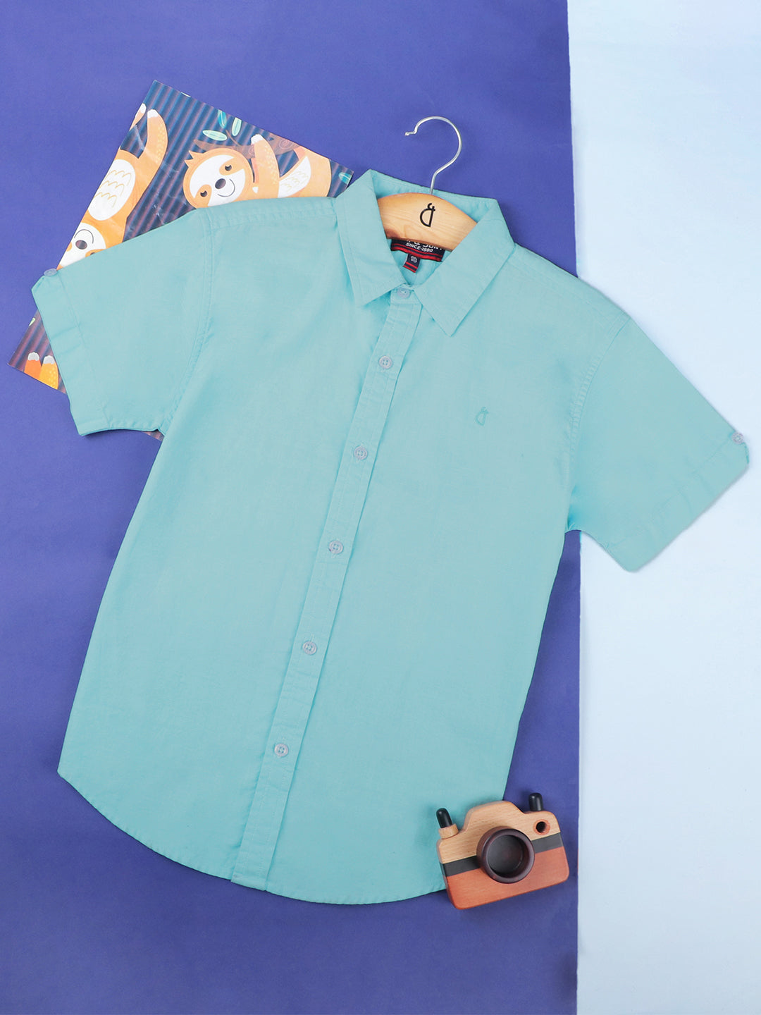 Boys Blue Cotton Printed Shirt