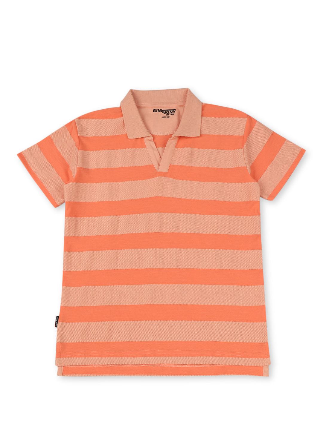 Boys Coral Cotton Stripes Polo T-Shirt