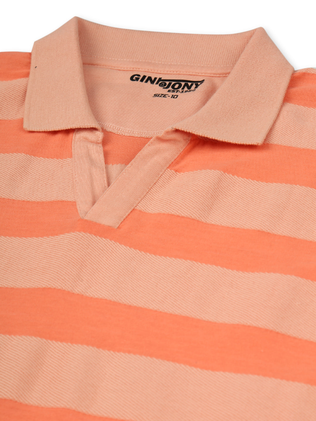 Boys Coral Cotton Stripes Polo T-Shirt