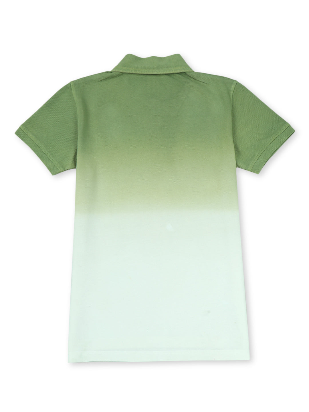Boys Green Cotton Ombre dyed Polo T-Shirt