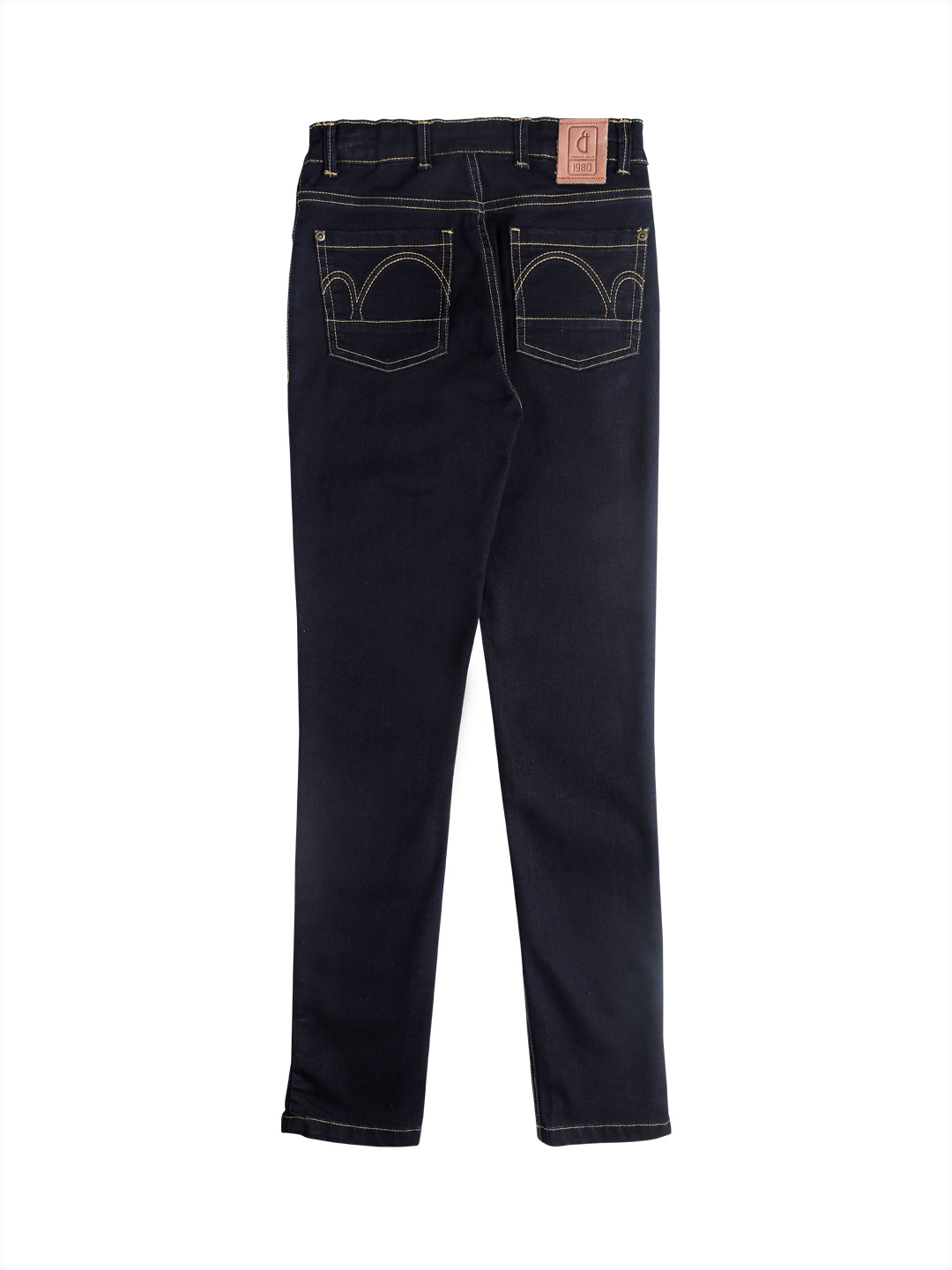 Boys Navy Blue Cotton Denim Solid Jeans