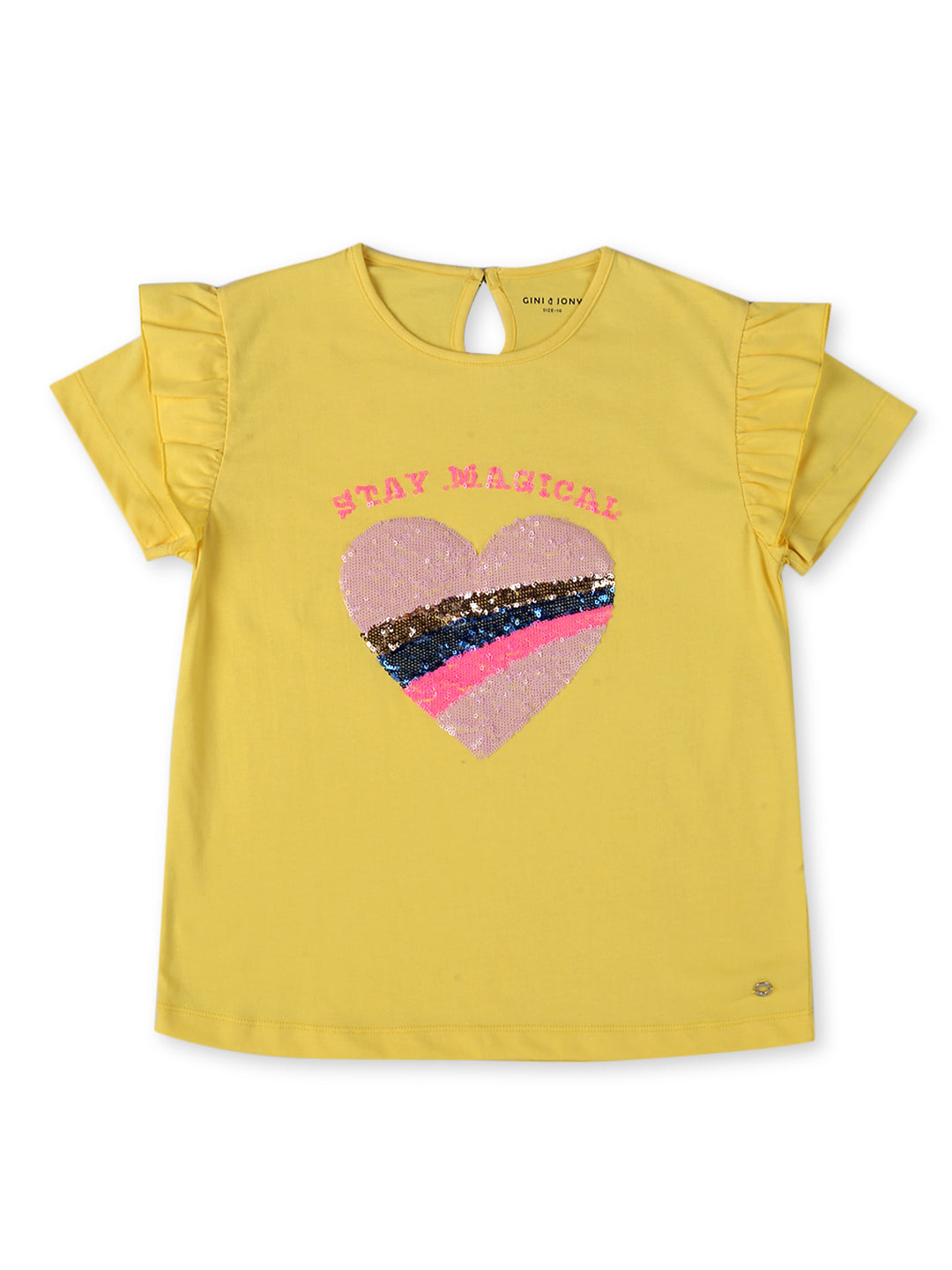 Girls Yellow Cotton Solid Knits Top