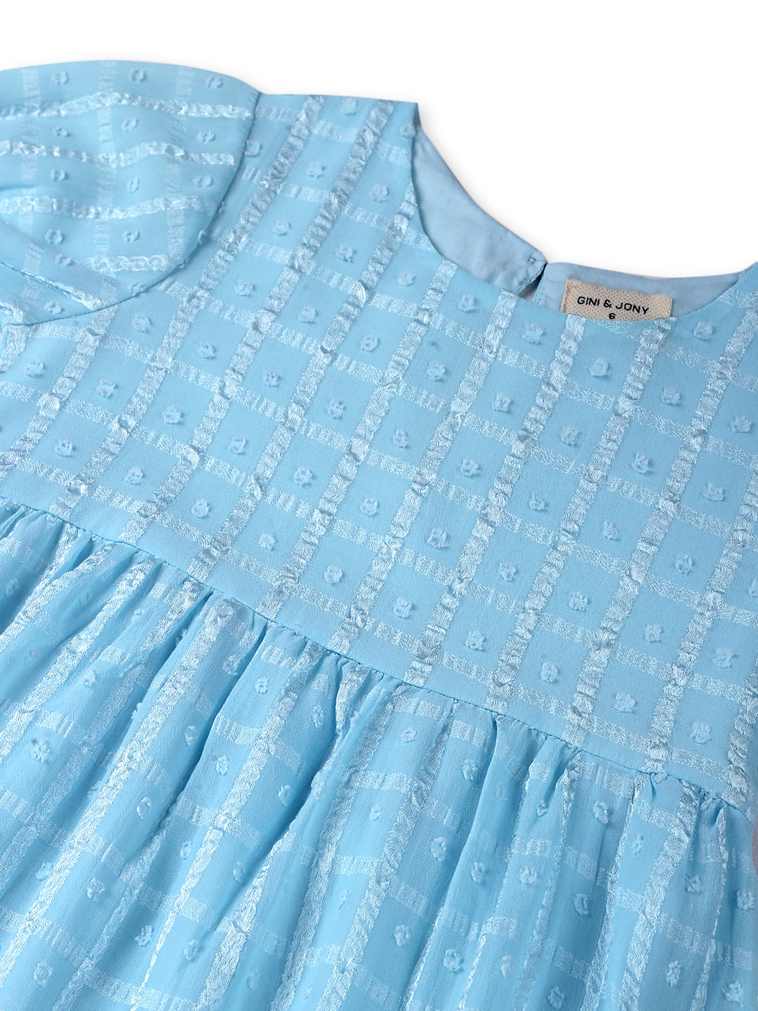 Girls Blue Cotton Solid Dress