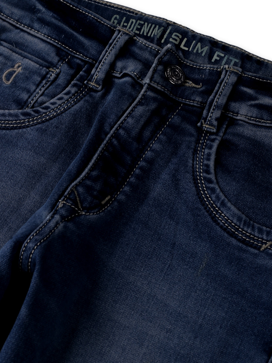 Boys Blue Cotton Denim Solid Jeans