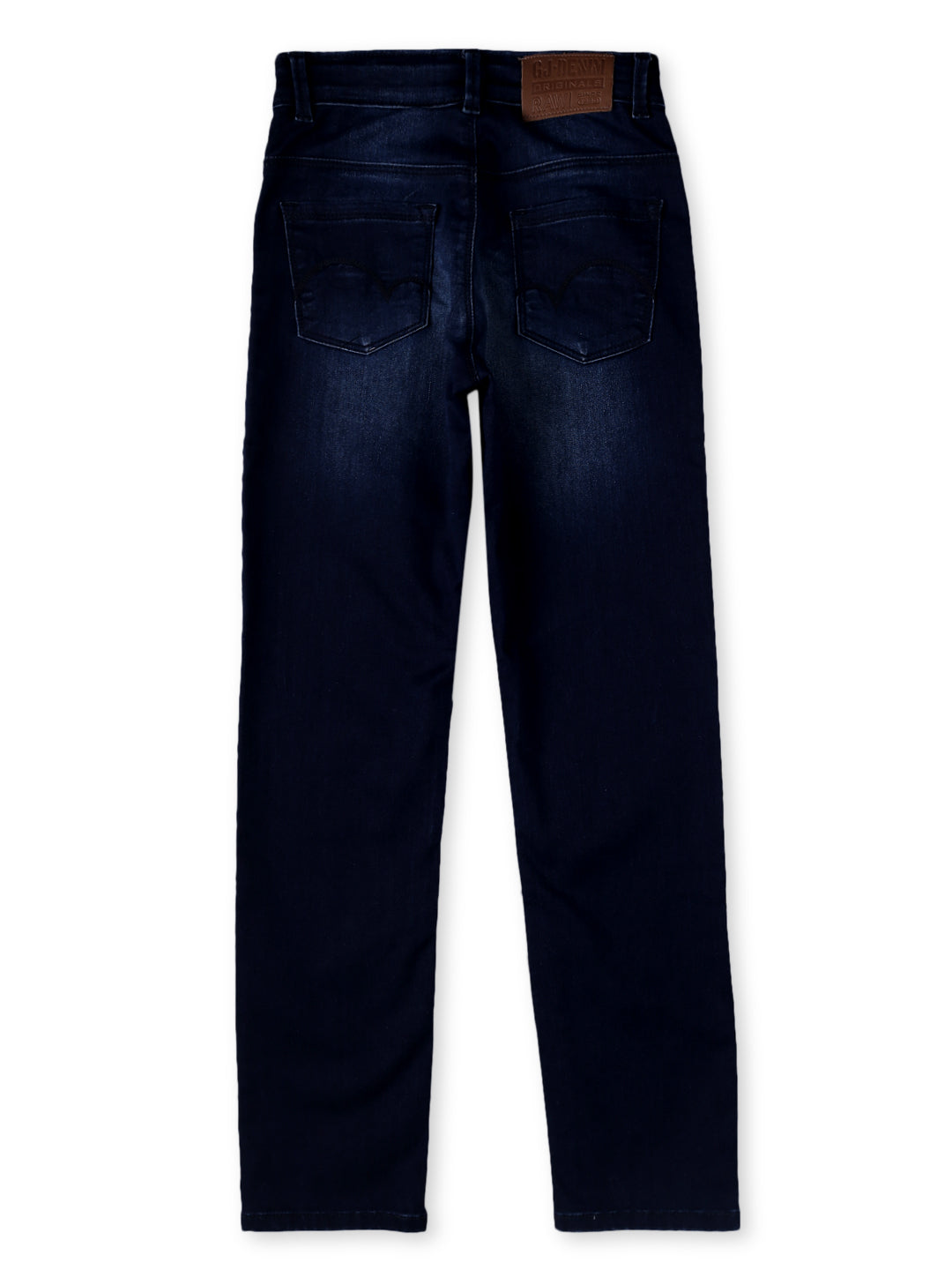 Boys Navy Blue Cotton Denim Solid Jeans