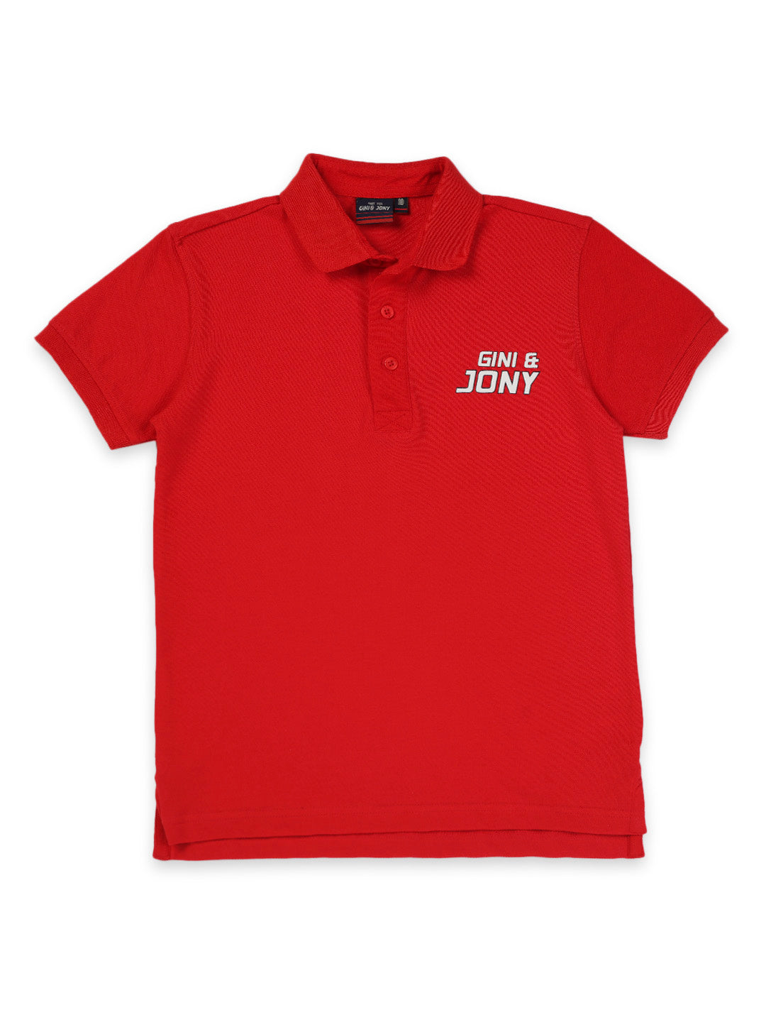 Boys Red Cotton Solid Half Sleeves Polo T-Shirt
