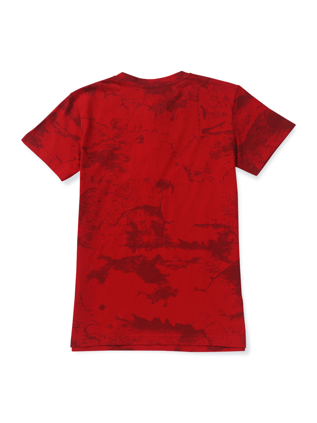 Boys Red Cotton Solid Half Sleeves T-Shirt