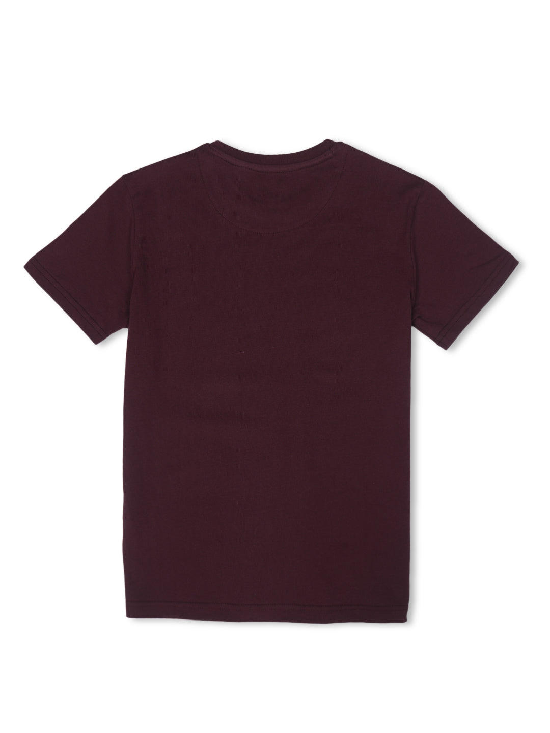 Boys Maroon Cotton Printed Half Sleeves T-Shirt