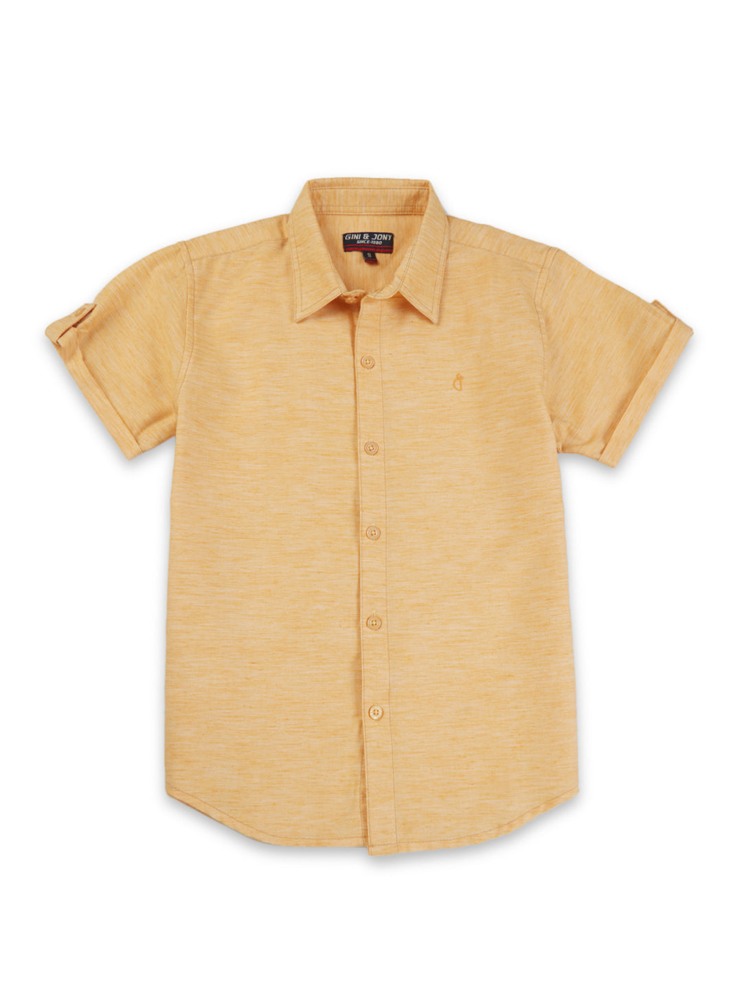 Boys Orange Cotton Solid Shirt