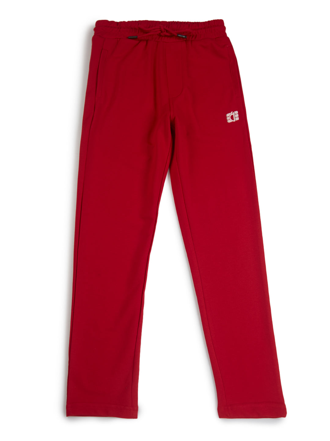 Boys Red  Solid Cotton Track Pant Elasticated