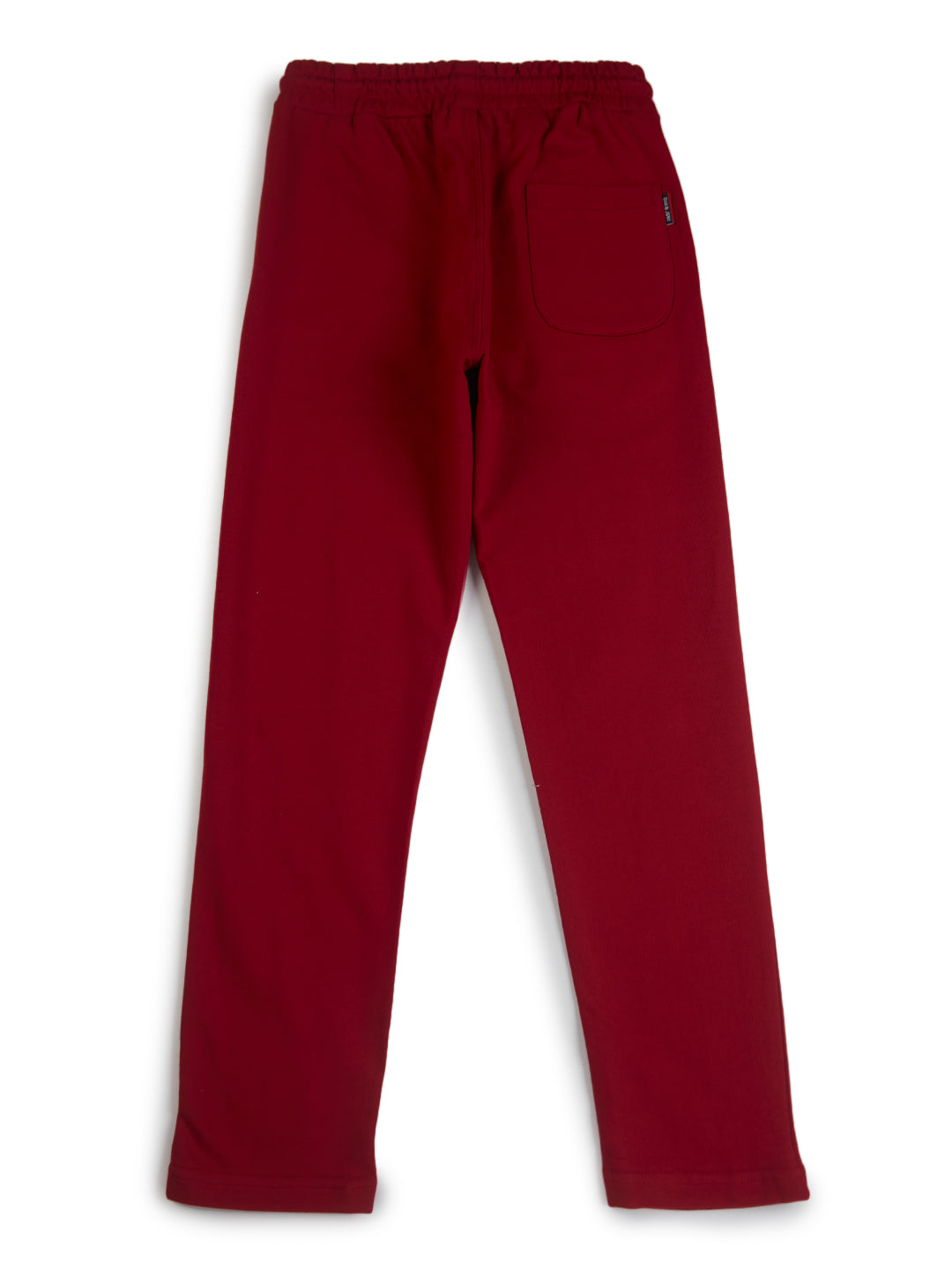 Boys Maroon Solid Cotton Track Pant Elasticated