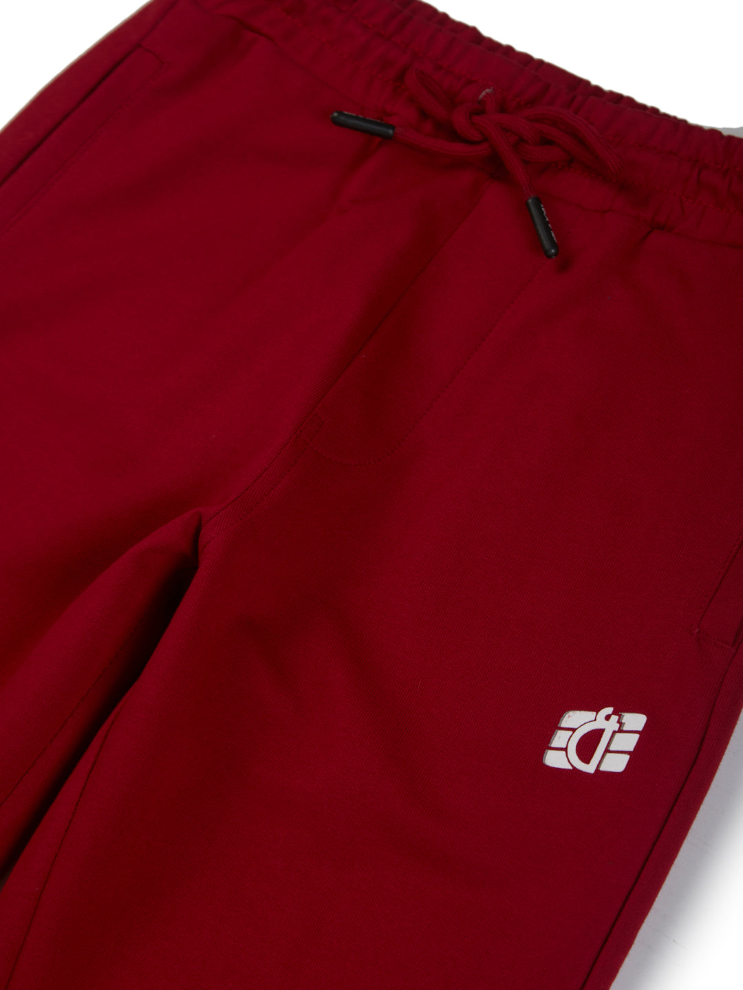 Boys Maroon Solid Cotton Track Pant Elasticated