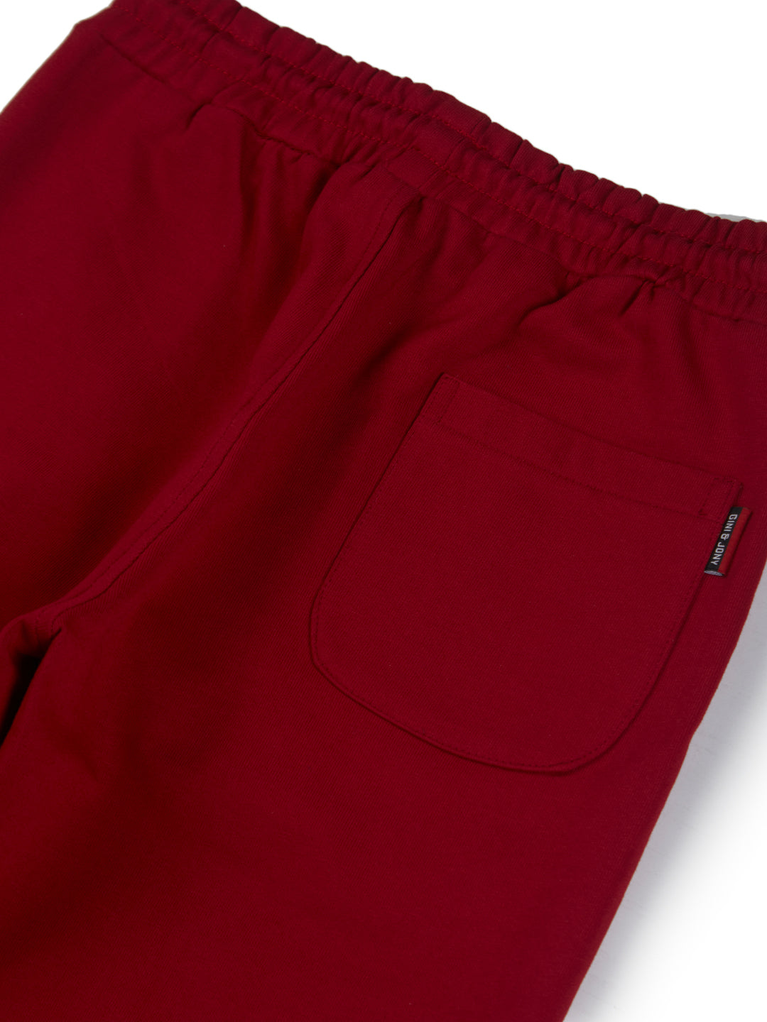 Boys Maroon Solid Cotton Track Pant Elasticated