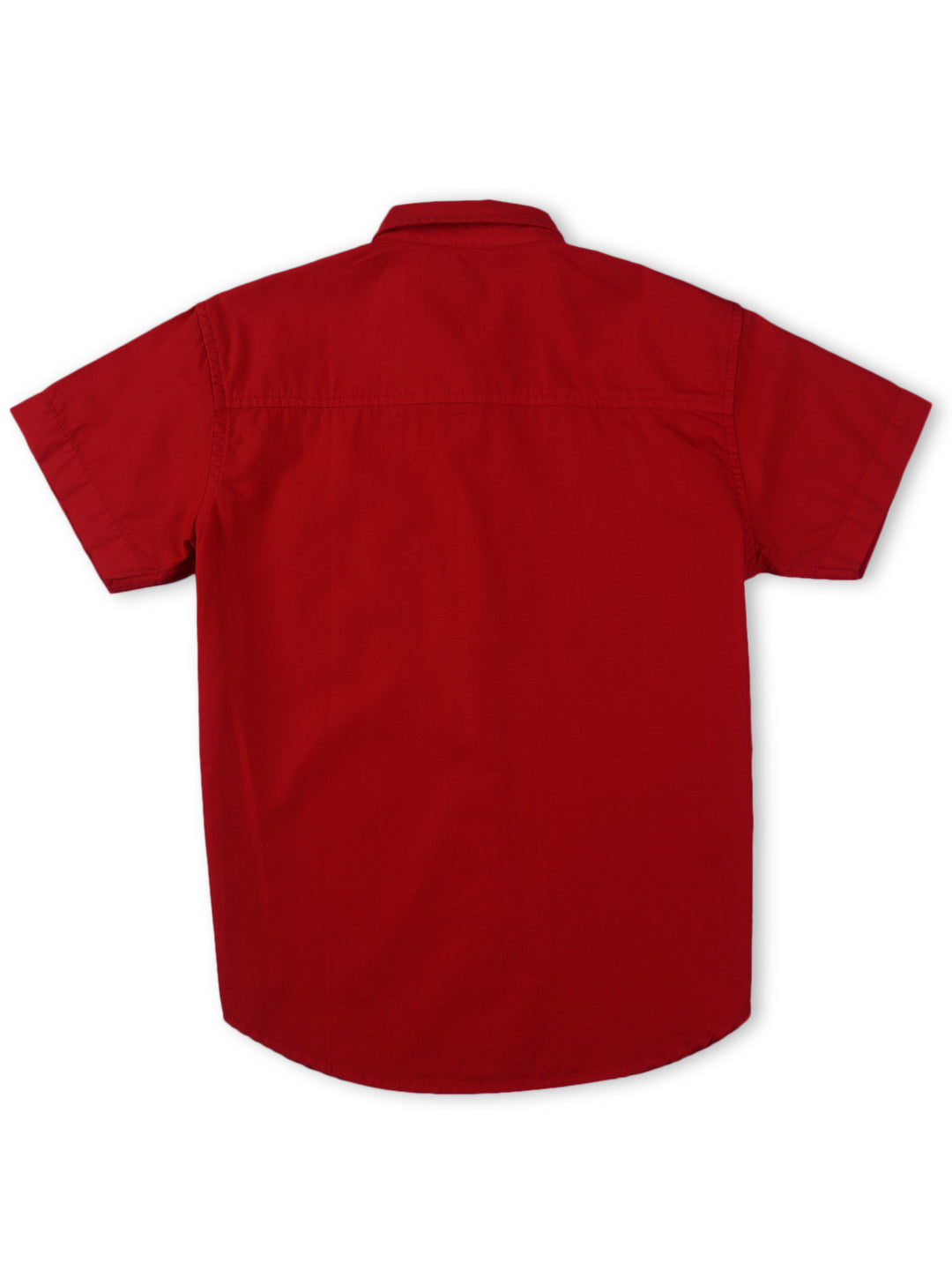 Boys Red Cotton Solid Shirt