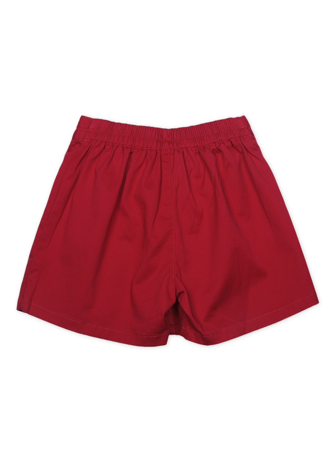 Girls Red Cotton Solid Elasticated Skirt
