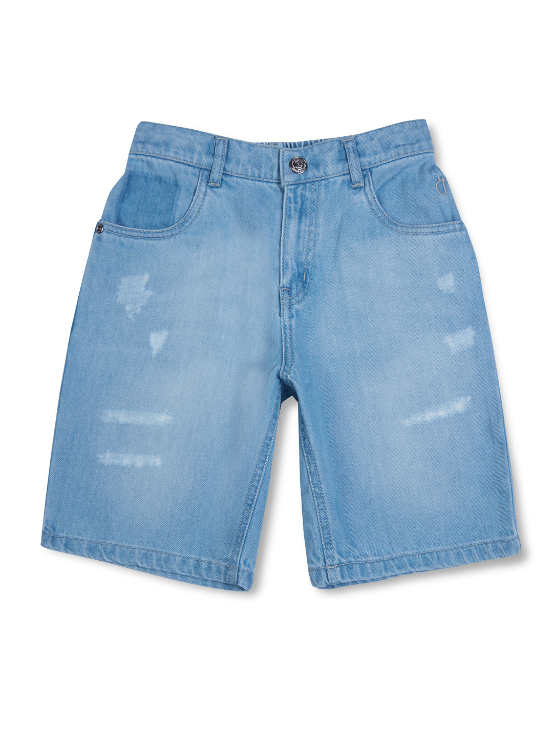 Boys Woven Blue Denim Bermuda Shorts