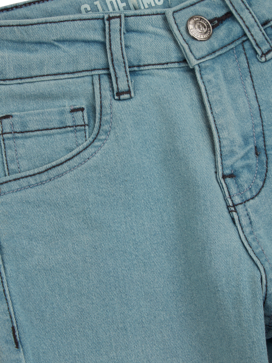 Boys Blue Solid Denim Fixed Waist Jeans