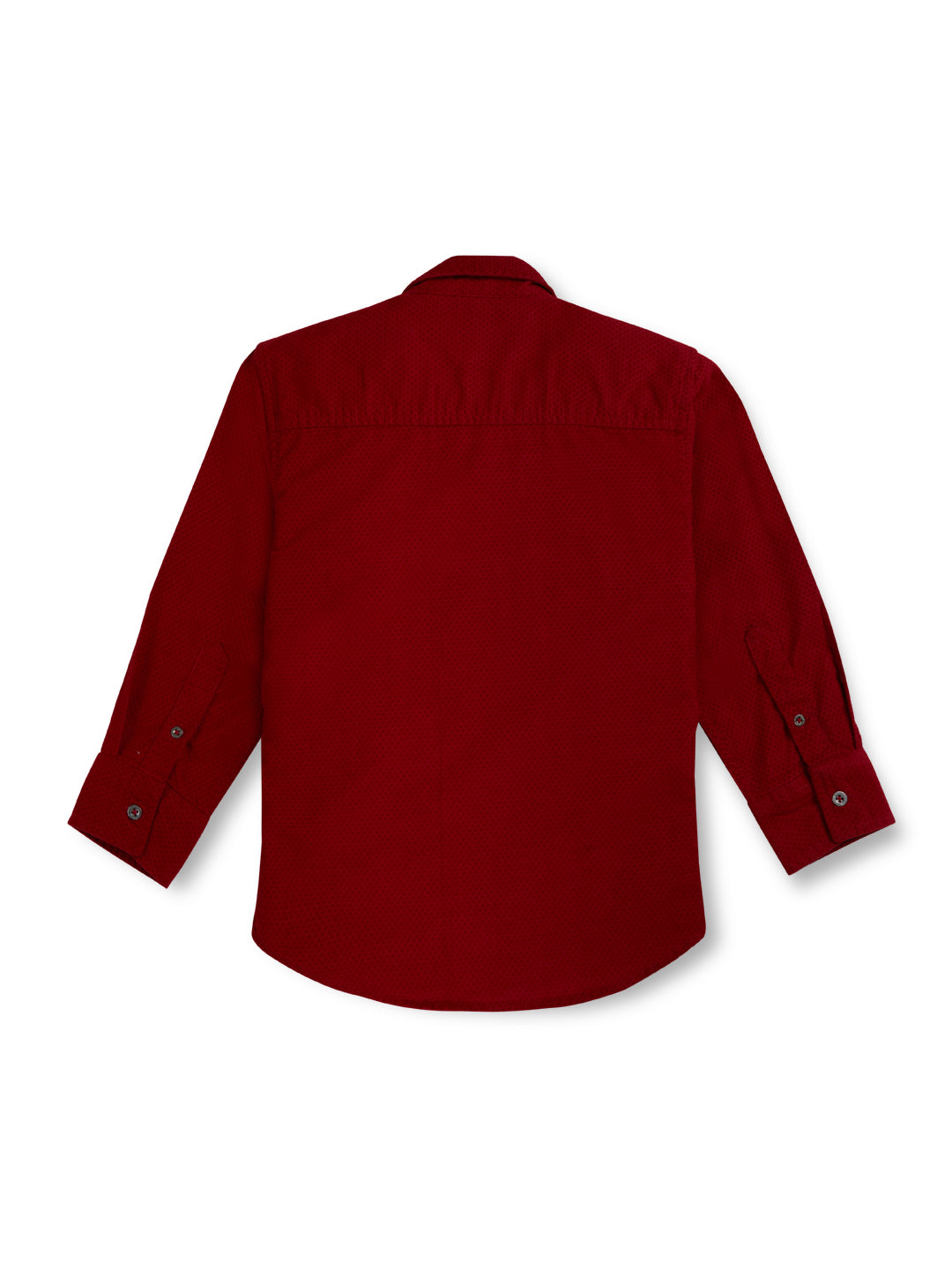 Boys Red Solid Cotton Full Sleeves Shirt