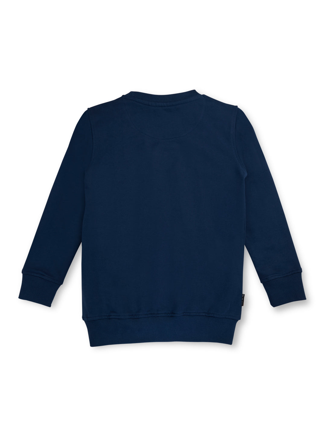 Boys Navy Blue Printed Fleece Sweat Shirt Full Sleeves