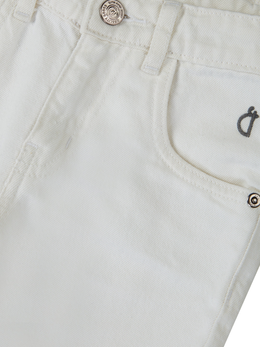 Boys White Solid Cotton Jeans Fixed Waist