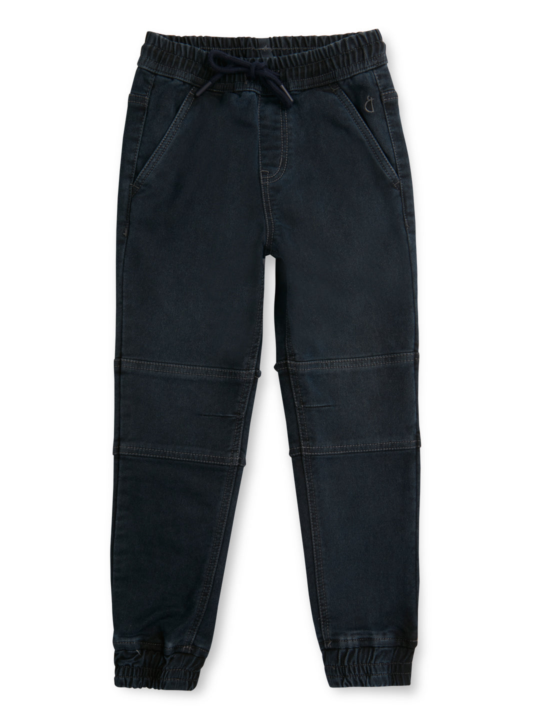 Boys Black Solid Denim Elasticated Jeans
